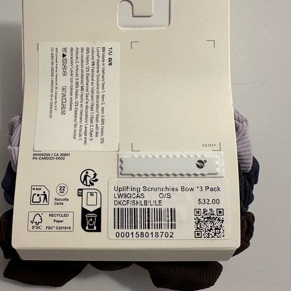 lululemon athletica Uplifting Scrunchie Trio - Lavender, Navy, Brown - Picture 2 of 2